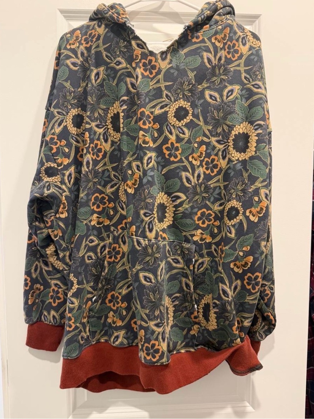 NATURAL LIFE Floral Hoodie Skirt in Navy, Green, and Rust